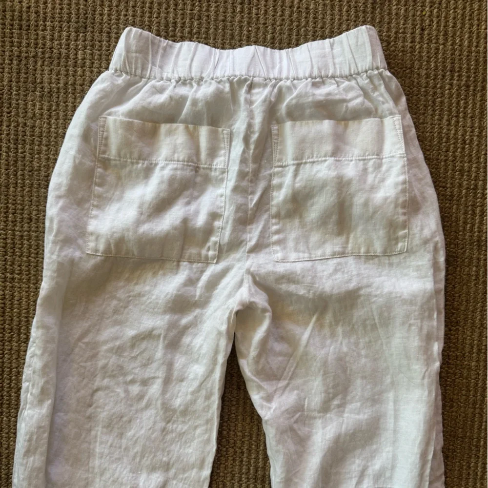 Everlane White Wide-Leg Linen Pants